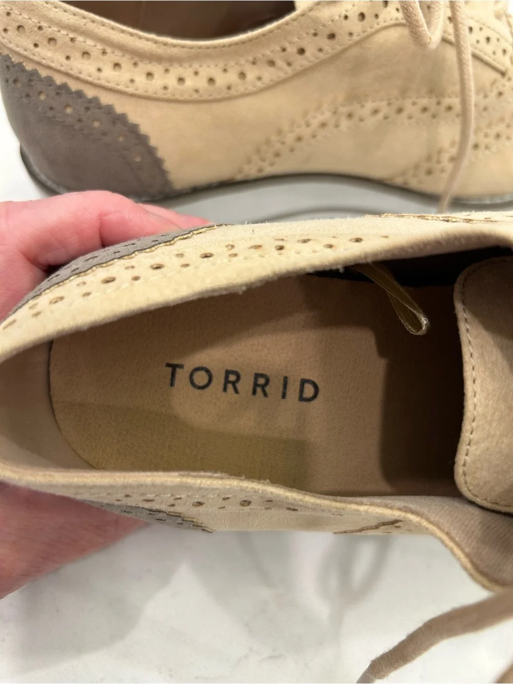 torrid Beige Suede Wingtip Derby Sneakers